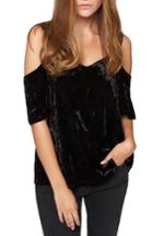 Women's Sanctuary Drea Off The Shoulder Crushed Velvet Top - Black