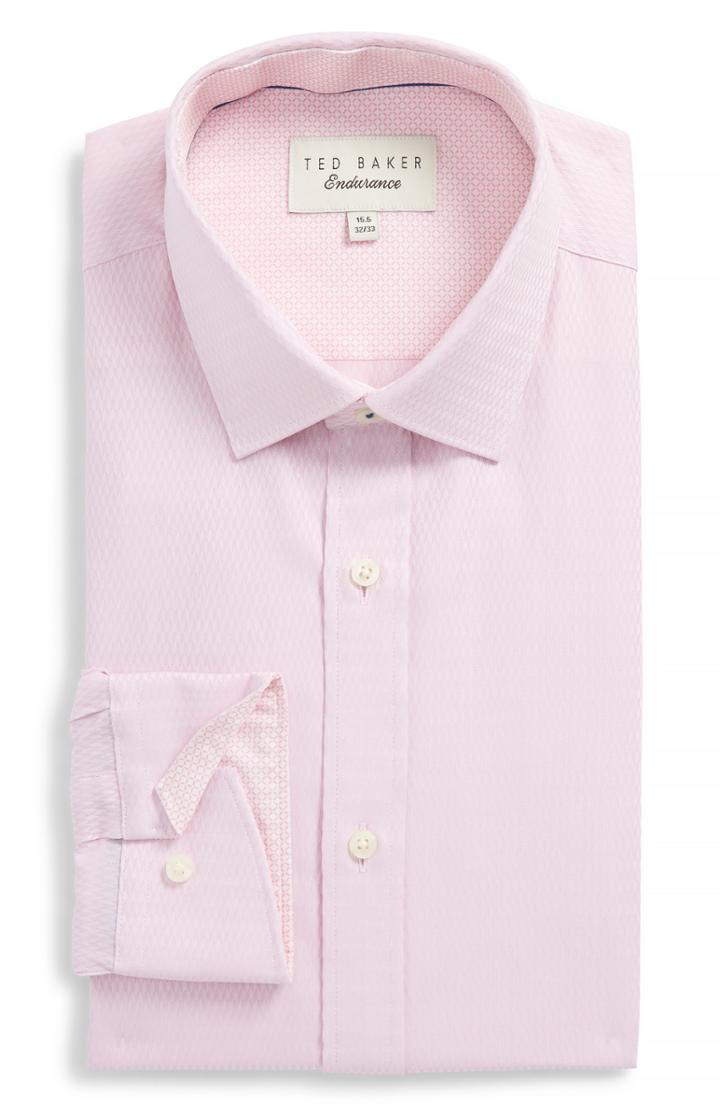 Men's Ted Baker London Hodge Trim Fit Solid Dress Shirt .5 32/33 - Pink