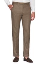 Men's Zanella Curtis Flat Front Solid Wool Trousers - Beige