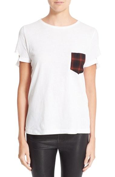 Women's Helmut Lang Plaid Pocket Slash Tee