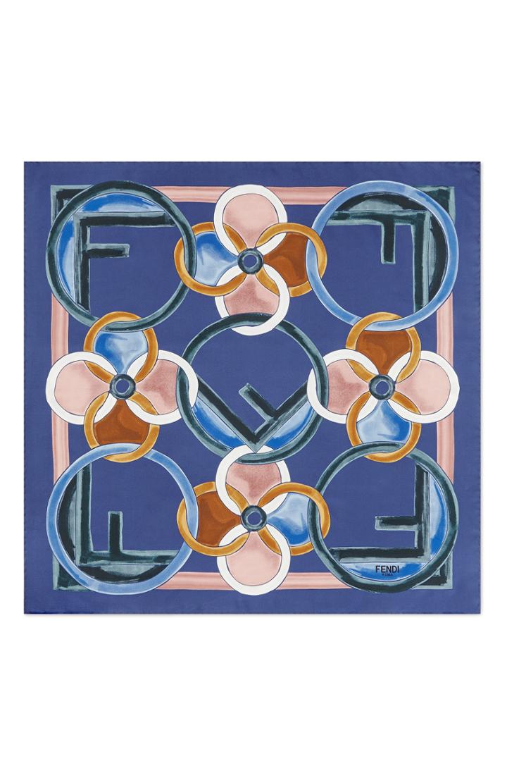 Women's Fendi F Is For Fendi Silk Scarf, Size - Blue