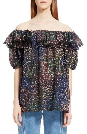 Women's Chloe Metallic Silk Off The Shoulder Top