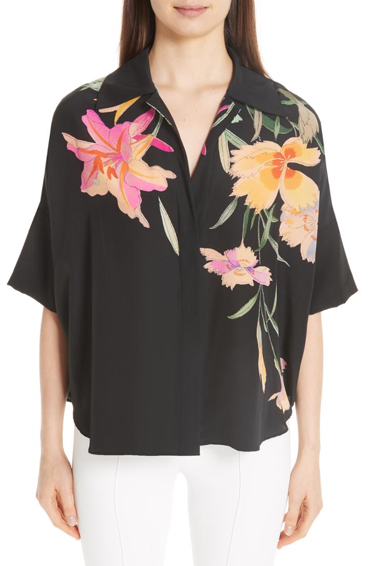 Women's Etro Floral Print Silk Blouse