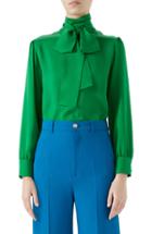 Women's Gucci Silk Tie Neck Blouse