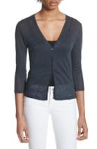 Women's Majestic Filatures Knit Linen Cardigan - Blue