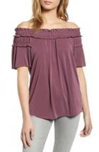 Women's Lucky Brand Smocked Off The Shoulder Top - Purple
