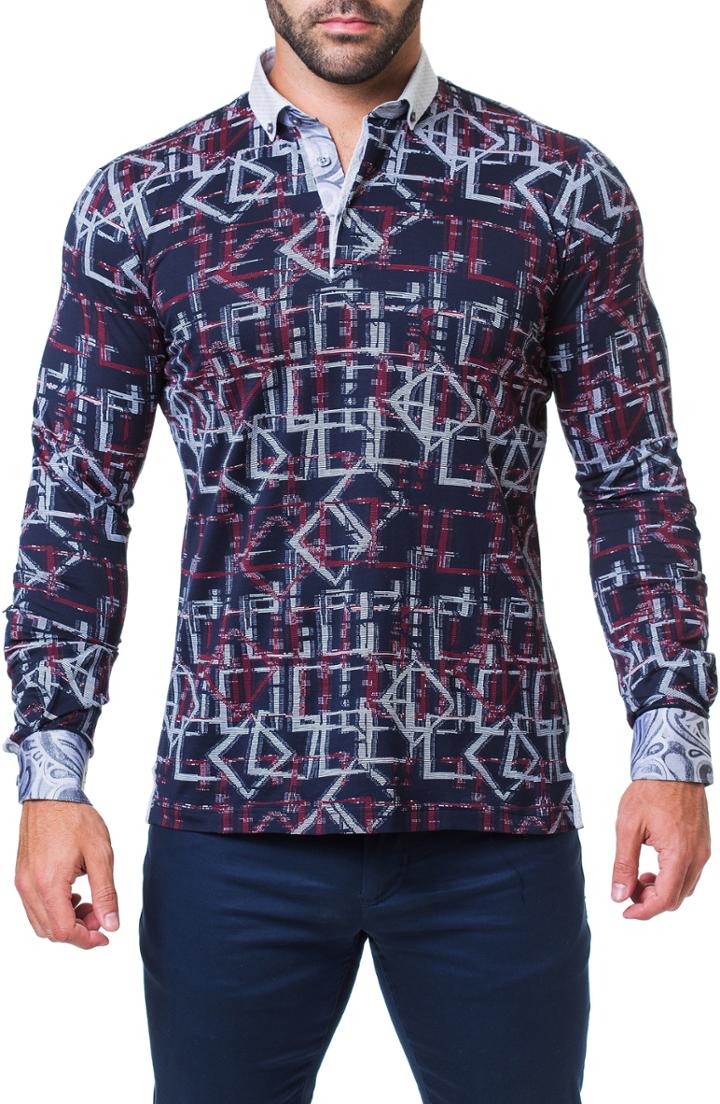 Men's Maceoo Newton Hero Trim Fit Long Sleeve Polo - Grey