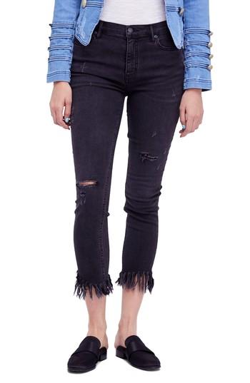 Women's Free People Great Heights Frayed Skinny Jeans - Black