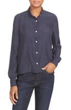Women's Frame Polka Dot Print Crop Silk Blouse