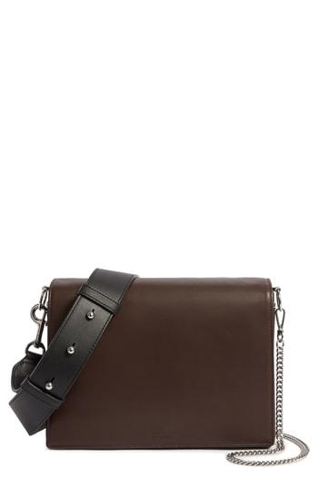Allsaints Zep Lambskin Leather Box Bag - Burgundy