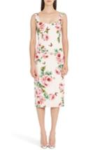 Women's Dolce & Gabbana Rose Print Stretch Cady Sheath Dress Us / 38 It - Pink