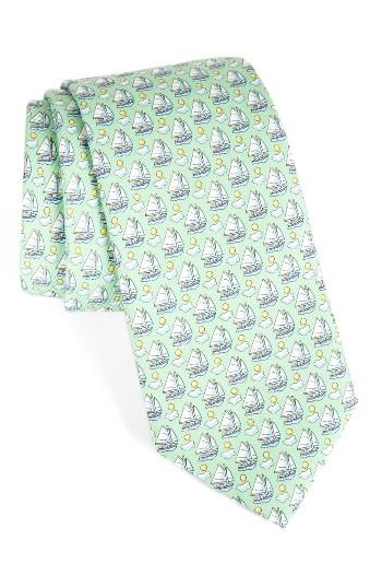 Men's Vineyard Vines Sail & Sun Print Silk Tie, Size - Green
