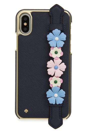 Kate Spade New York Floral Hand Strap Stand Iphone X Case - Black