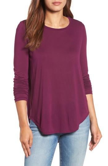 Petite Women's Halogen Shirttail Tee, Size P - Purple