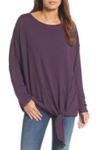 Women's Caslon Tie Front Sweatshirt, Size - Purple