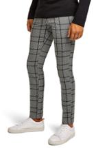 Men's Topman Check Skinny Fit Trousers X 34 - Black