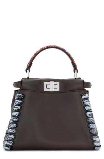 Fendi Mini Peekaboo Leather & Genuine Snakeskin Satchel -