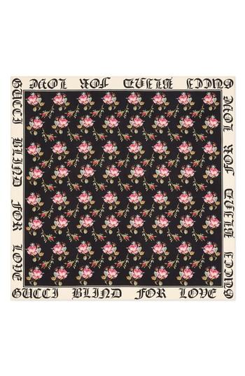 Women's Gucci Blind For Love Rose Foulard Scarf, Size - Black