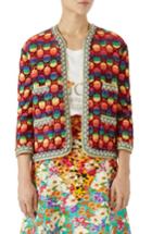 Women's Gucci Gg Rainbow Stripe Velvet Jacket Us / 48 It - Red