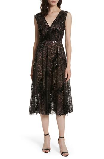 Women's Tracy Reese Lace Fit & Flare Midi Dress - Black