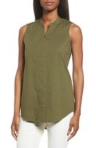 Women's Eileen Fisher Stretch Organic Cotton Classic Collar Tunic, Size - Green