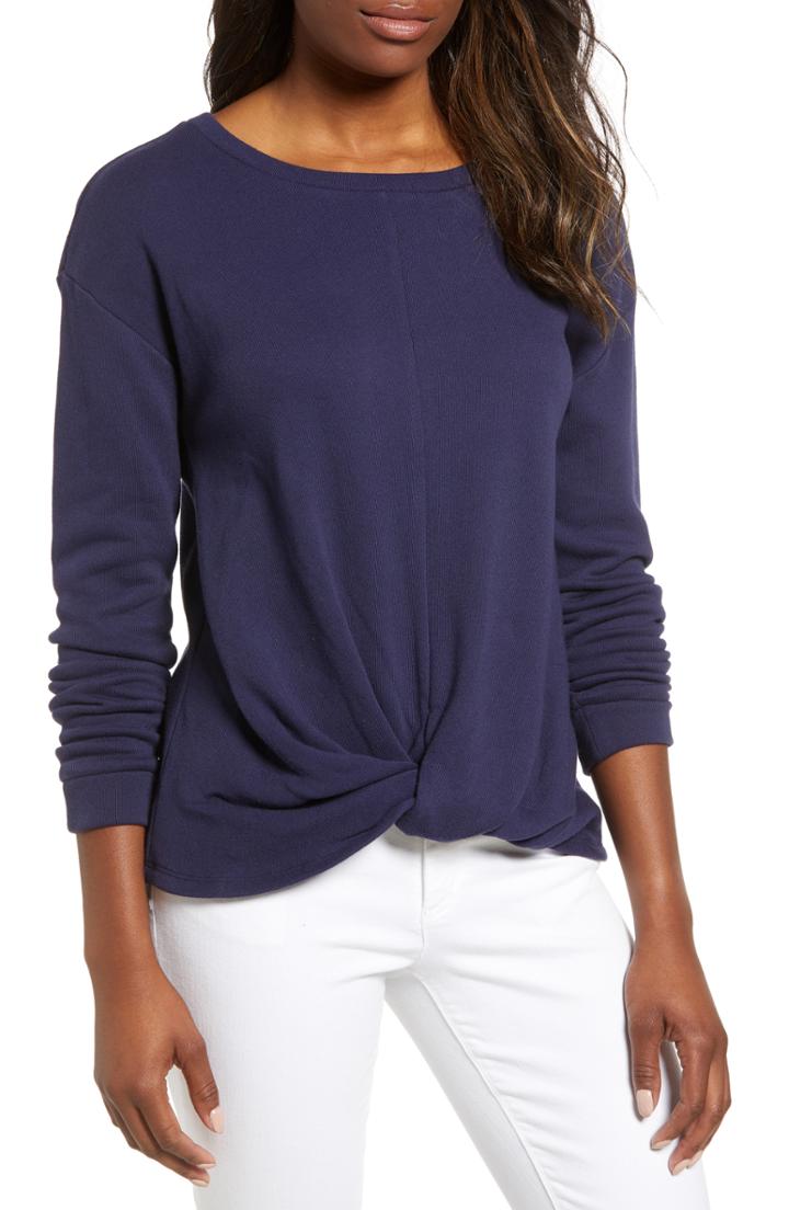 Women's Cece Cable Knit Overlay Cotton Sweater - Grey