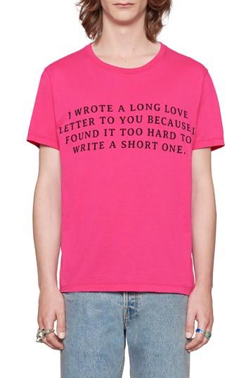 Men's Gucci Guccy Love Letter Graphic T-shirt - Pink