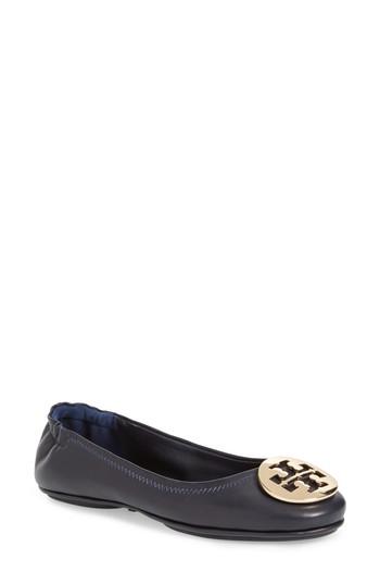 Women's Tory Burch 'minnie' Travel Ballet Flat M - Blue/green
