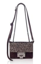 Jimmy Choo Mini Rebel Glitter Flap Leather Crossbody Bag - Burgundy