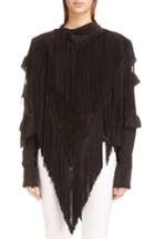 Women's Isabel Marant Daniela Fringe Suede Cape, Size - Black