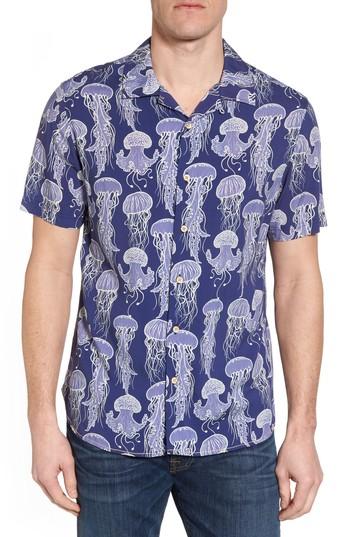 Men's Surfside Supply Jellyfish Print Camp Shirt - Blue