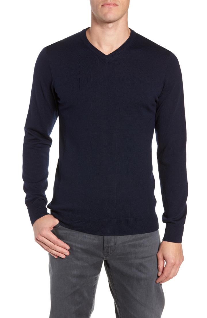 Men's Icebreaker Shearer V-neck Merino Sweater - Blue