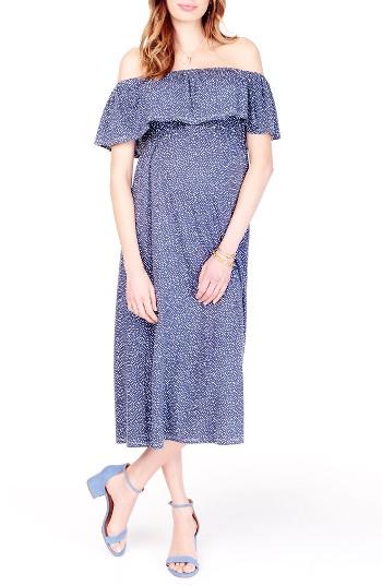 Women's Ingrid & Isabel Off The Shoulder Maternity Midi Dress - Blue