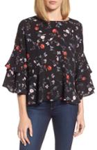 Women's Gibson Tiered Ruffle Sleeve Peplum Blouse - Blue