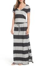 Women's Caslon Drawstring V-neck Jersey Maxi Dress - Grey