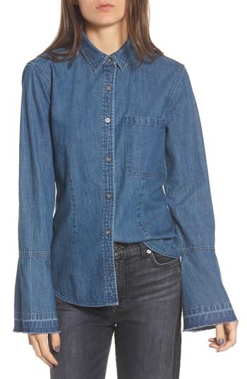 Women's 7 For All Mankind Bell Sleeve Denim Shirt - Blue