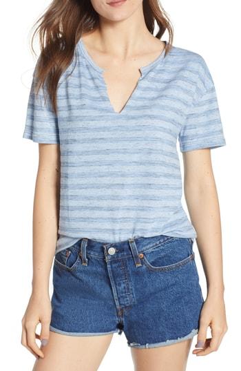 Women's Socialite Stripe Split Neck Tee - Blue