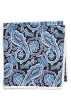 Men's Nordstrom Men's Shop Four-panel Silk Pocket Square, Size - Black