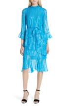 Women's Saloni Marissa Metallic Ruffle Dress - Blue/green