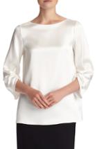 Women's Lafayette 148 New York Elisio Silk Charmeuse Blouse, Size - White