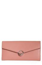 Women's Fendi Logo Calfskin Leather Continental Wallet On A Chain - Pink