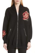 Women's Alexander Mcqueen Floral Knit Bomber Jacket - Black
