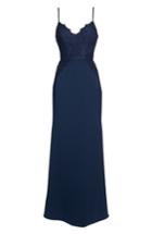 Women's Hayley Paige Occasions Lace & Crepe Trumpet Gown - Blue