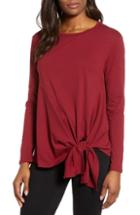 Women's Caslon Long Sleeve Side Tie Tee - Burgundy