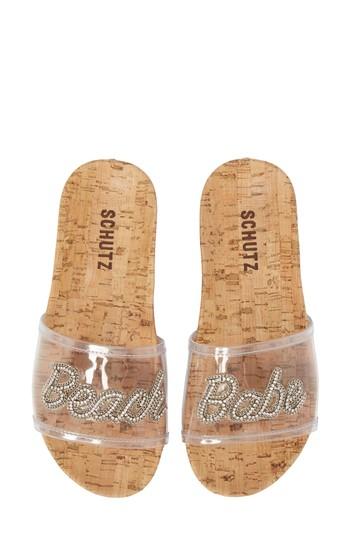 Women's Schutz Beach Babe Slide Sandal .5 M - Beige