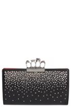 Alexander Mcqueen Studded Knuckle Clasp Leather Clutch - Black