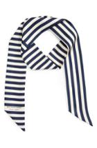 Women's Burberry Stripe Silk Skinny Scarf, Size - Blue