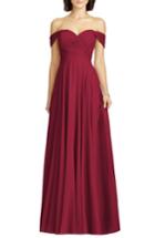 Women's Dessy Collection Lux Off The Shoulder Chiffon Gown - Burgundy