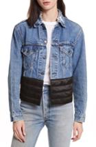 Women's Harvey Faircloth Satin Cummerbund Denim Jacket, Size - Blue