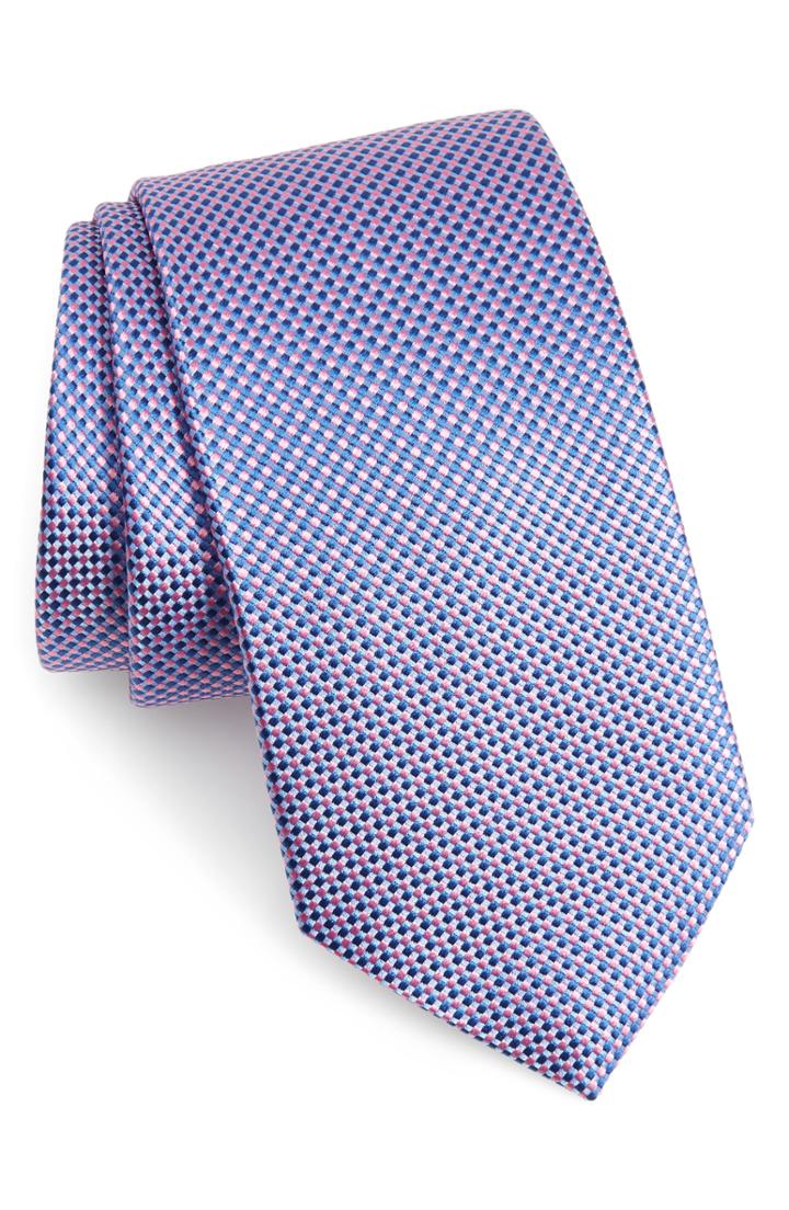 Men's Eton Check Silk Tie, Size - Pink
